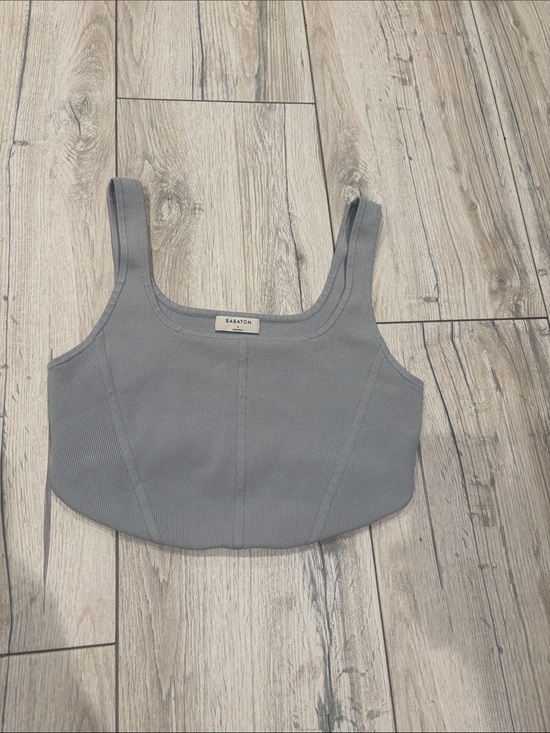 Aritzia Tops - Aritzia Gray Ribbed Square-Neck Crop Top